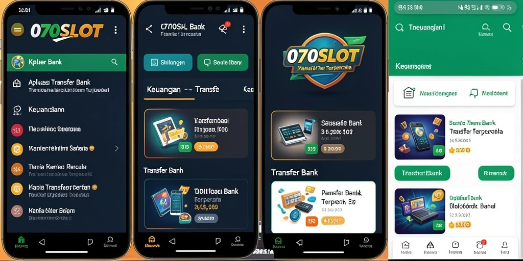 Antarmuka aplikasi 070SLOT untuk Transfer Bank yang intuitif.