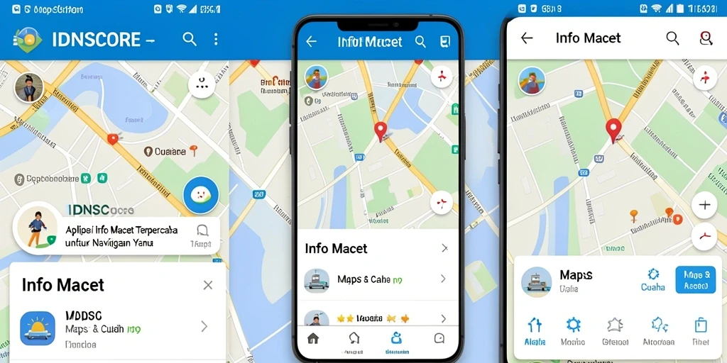 Antarmuka aplikasi IDNSCORE menampilkan informasi kemacetan terkini dan rute alternatif.