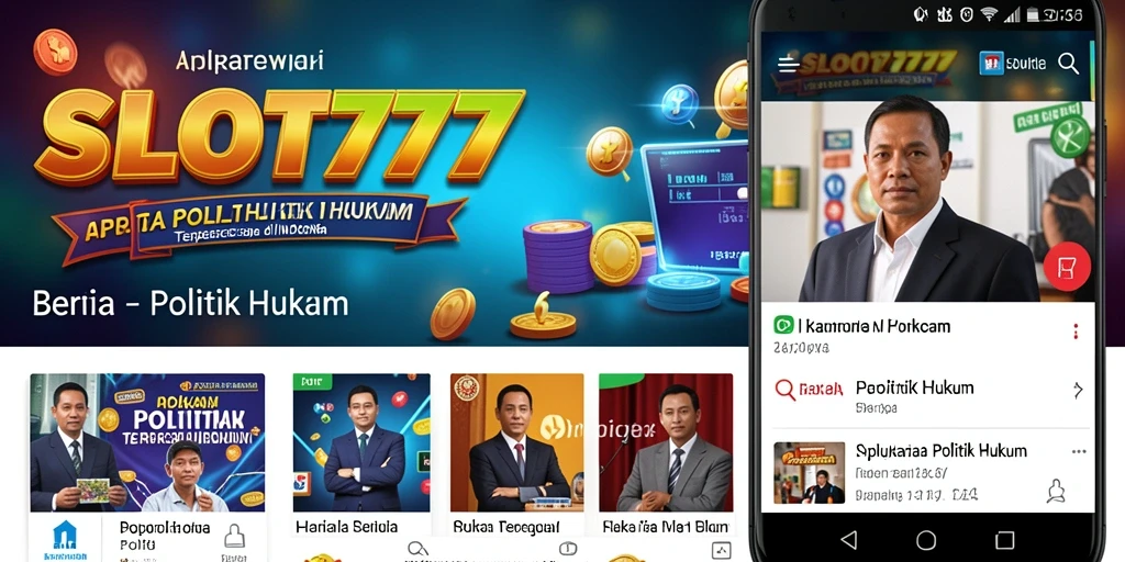 Antarmuka aplikasi SLOT777 yang menampilkan berita politik hukum terkini.