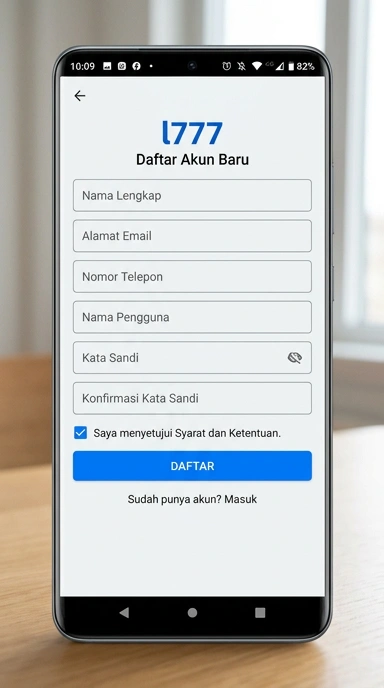 Tampilan halaman daftar l777